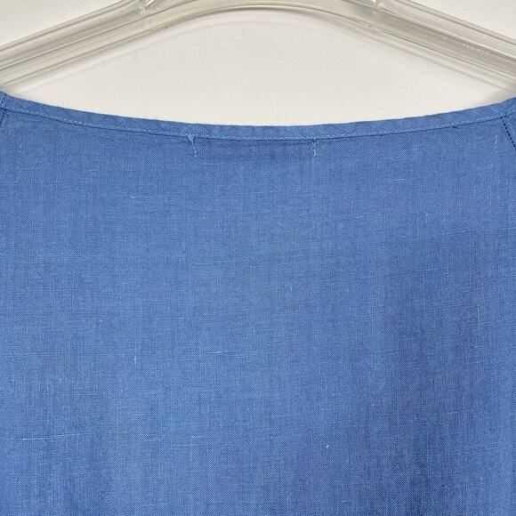 Cutloose 100% Linen Tunic Top Size Large Chambray Blue Boho Beach Lagenlook - Picture 8 of 9
